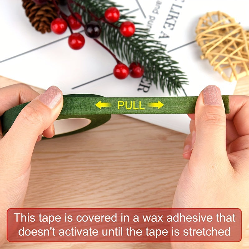 Floral Tape 5-Pack Green and Brown Paper for Bouquets and Crafts 1.27cm x 27.43m