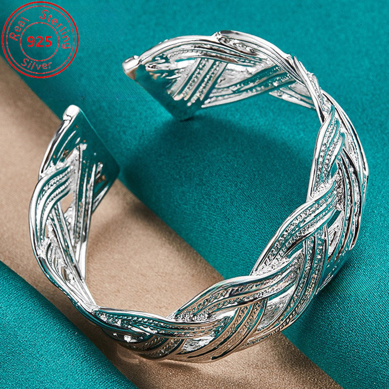 Sterling Silver Woven Bracelet Adjustable Jewelry for Women