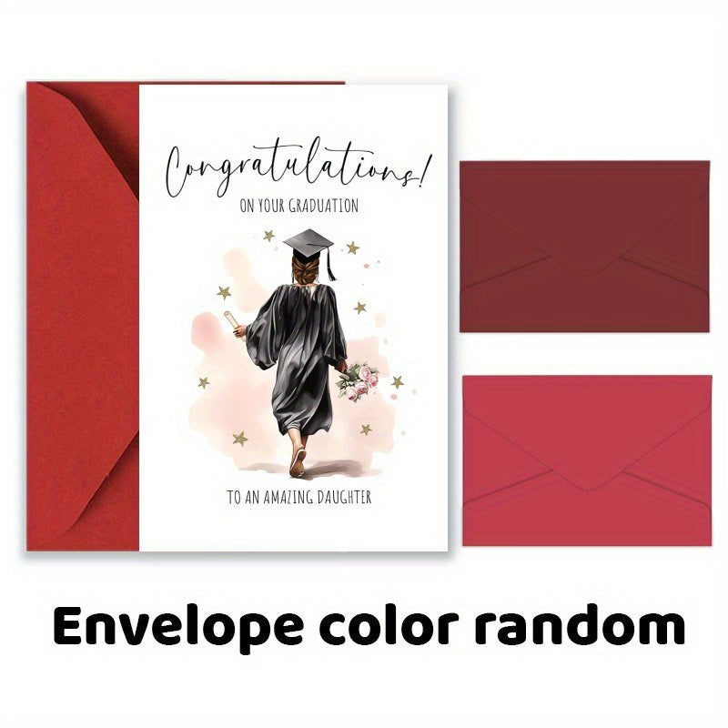 Qizning Bitiruv Tabriknomasi, Bitta Kartochka va Konvert, O'ziga Xos Tabriklash Bayrami Kartochkasi, Tug'ilgan kunlar, Rojdestvo yoki Maxsus Tadbirlar uchun Mukammal, Yuqori Sifatli Qog'ozdan Yasalgan, 14 yosh va undan katta yoshdagilar uchun Mos.