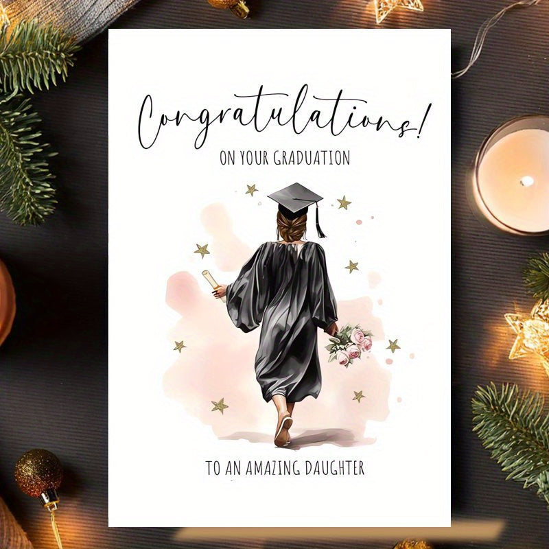 Qizning Bitiruv Tabriknomasi, Bitta Kartochka va Konvert, O'ziga Xos Tabriklash Bayrami Kartochkasi, Tug'ilgan kunlar, Rojdestvo yoki Maxsus Tadbirlar uchun Mukammal, Yuqori Sifatli Qog'ozdan Yasalgan, 14 yosh va undan katta yoshdagilar uchun Mos.