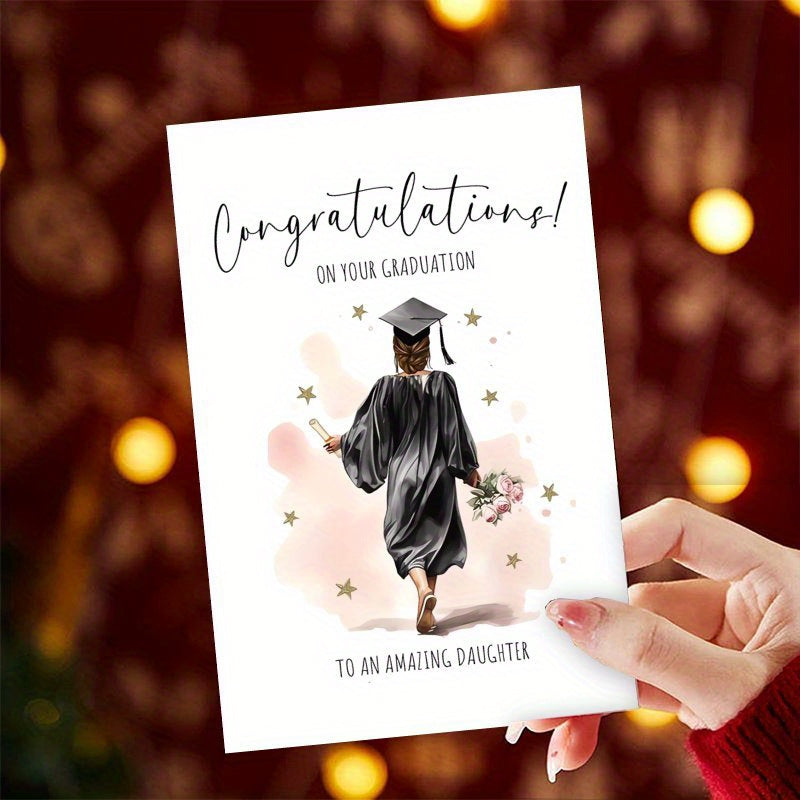 Qizning Bitiruv Tabriknomasi, Bitta Kartochka va Konvert, O'ziga Xos Tabriklash Bayrami Kartochkasi, Tug'ilgan kunlar, Rojdestvo yoki Maxsus Tadbirlar uchun Mukammal, Yuqori Sifatli Qog'ozdan Yasalgan, 14 yosh va undan katta yoshdagilar uchun Mos.