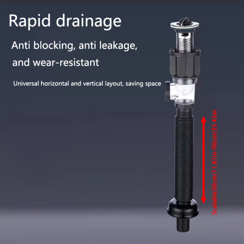 Retractable Plastic Sink Drain Set with Adjustable Length and Deodorizing Function
