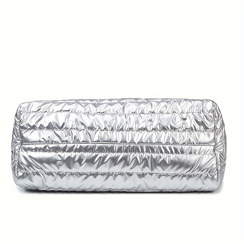 Down Quilted Travel Bags with Zipper, Lightweight Sports and Fitness Duffel Bags in Black White Blue