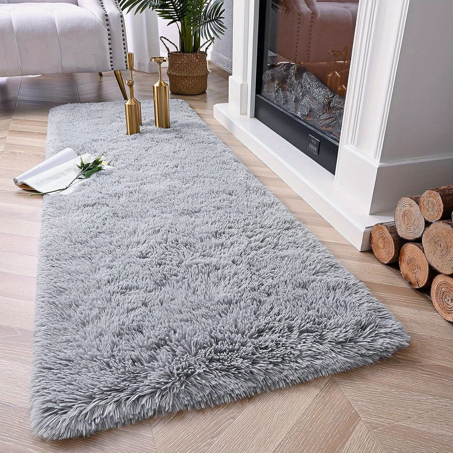 Gray Area Rug Rectangle Soft and Easy to Clean for Bedroom Living Room