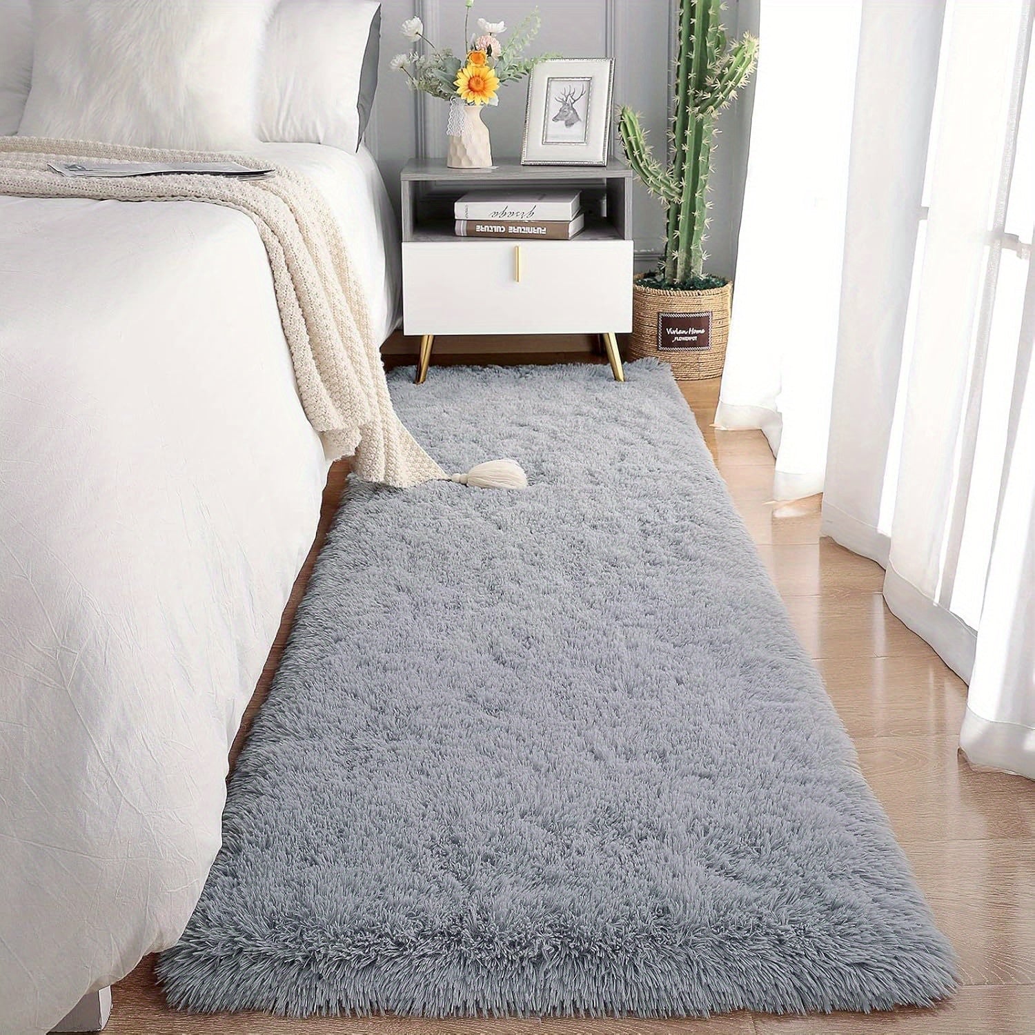 Gray Area Rug Rectangle Soft and Easy to Clean for Bedroom Living Room