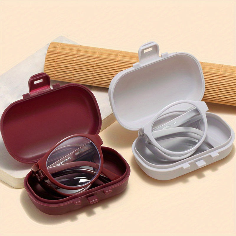 Unisex Folding Reading Glasses Polycarbonate Round Portable Presbyopia