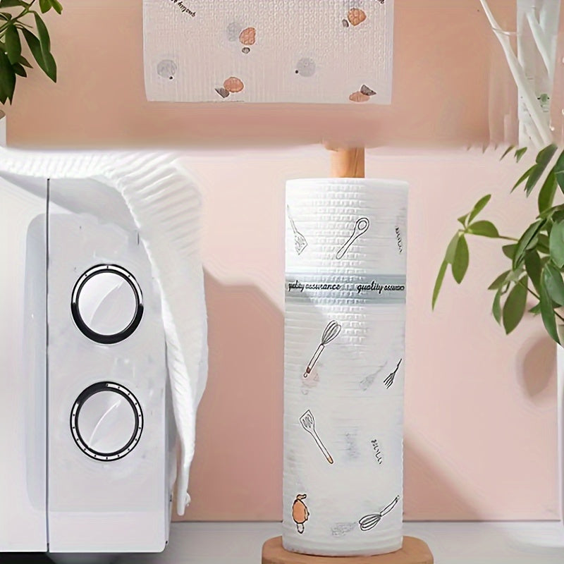 Modern Cartoon Microfiber Cleaning Cloth Roll 50/100 Sheets Reusable Washable Non-Stick Oil Absorbent Kitchen Towel