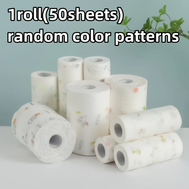 Modern Cartoon Microfiber Cleaning Cloth Roll 50/100 Sheets Reusable Washable Non-Stick Oil Absorbent Kitchen Towel