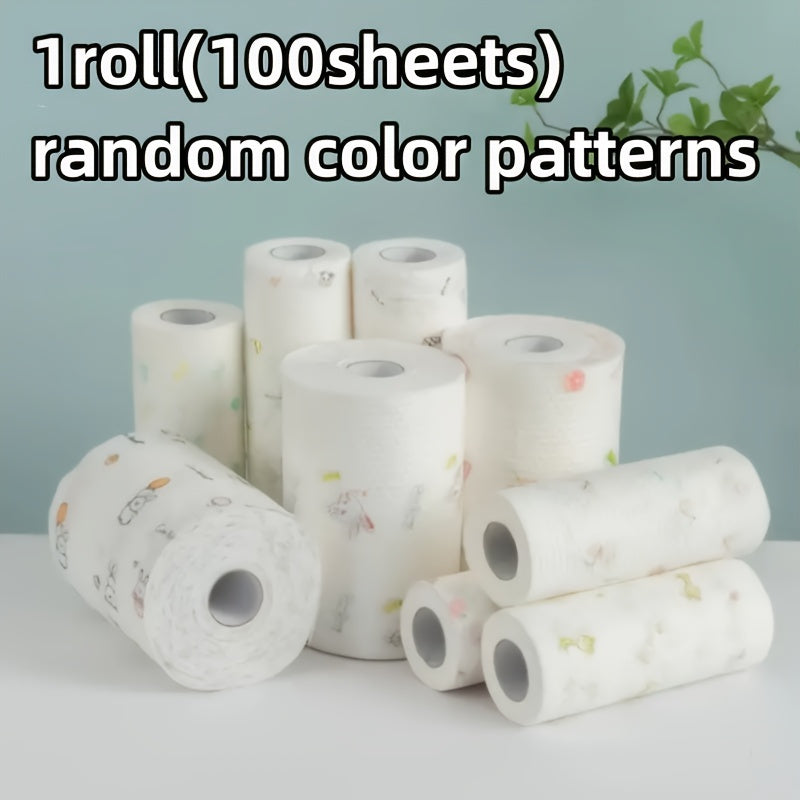 Modern Cartoon Microfiber Cleaning Cloth Roll 50/100 Sheets Reusable Washable Non-Stick Oil Absorbent Kitchen Towel