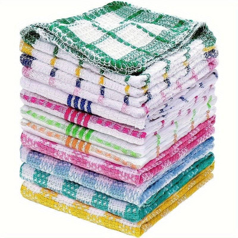Set of 5 Waffle Weave Kitchen Dish Towels Absorbent Quick-Dry Polyester Cloths