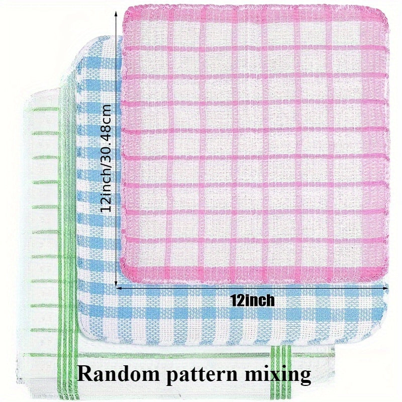 Set of 5 Waffle Weave Kitchen Dish Towels Absorbent Quick-Dry Polyester Cloths