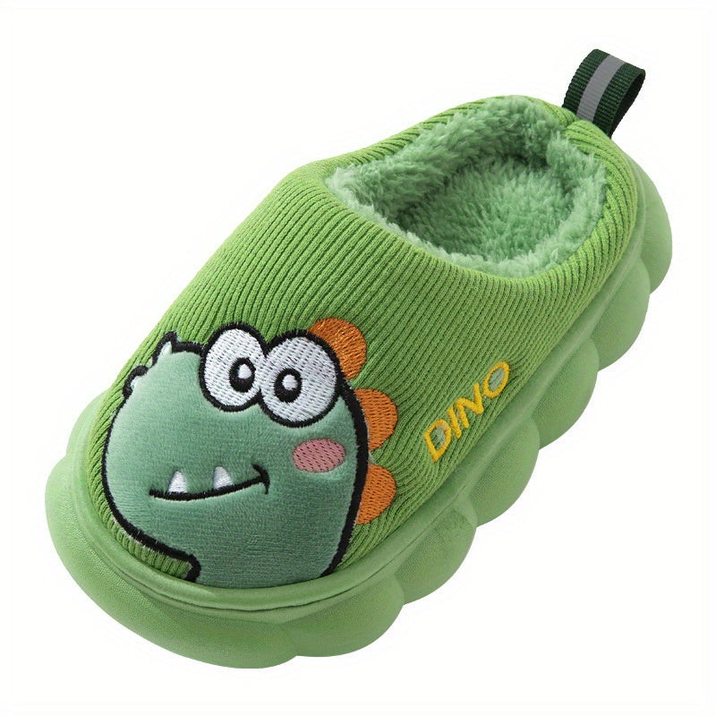 Children's Indoor Slippers Boys Velvet Cartoon Furry Slip-On Warm Winter Shoes