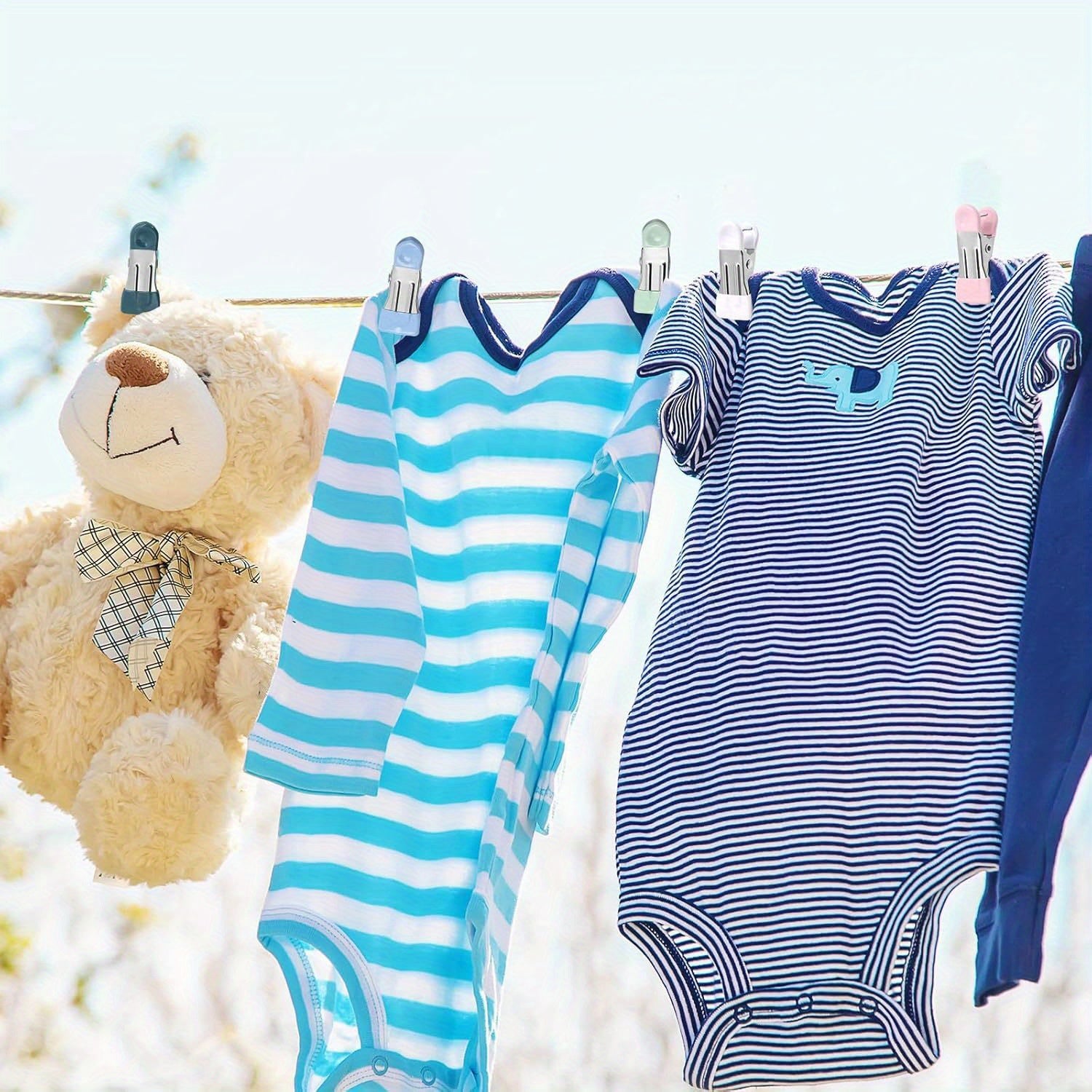 Paquete de 10 pinzas de ropa de metal de uso pesado de 5.51 cm con agarres de goma para lavandería y sellado de alimentos