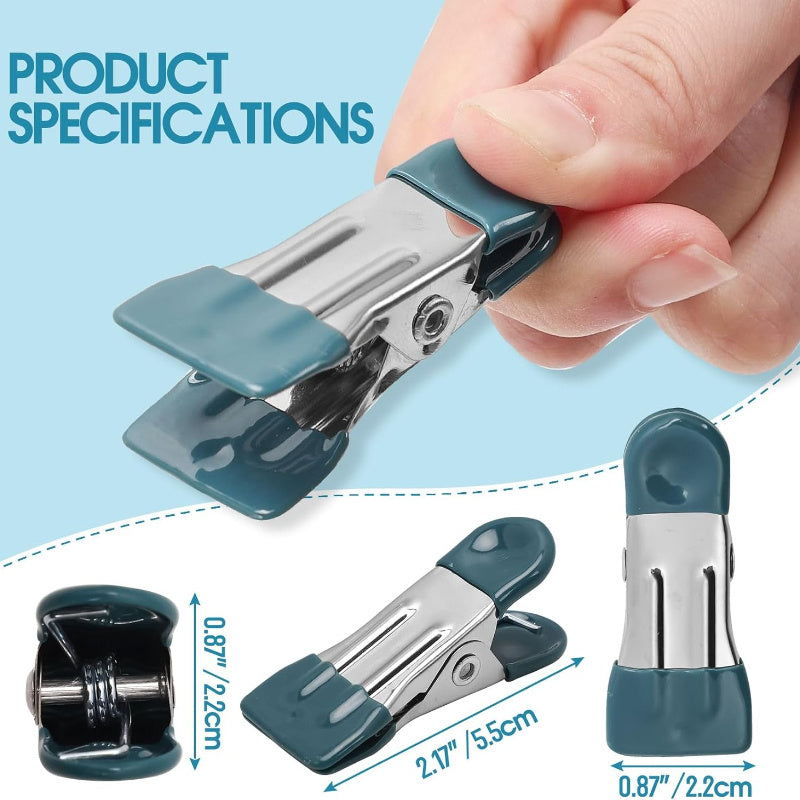 Paquete de 10 pinzas de ropa de metal de uso pesado de 5.51 cm con agarres de goma para lavandería y sellado de alimentos