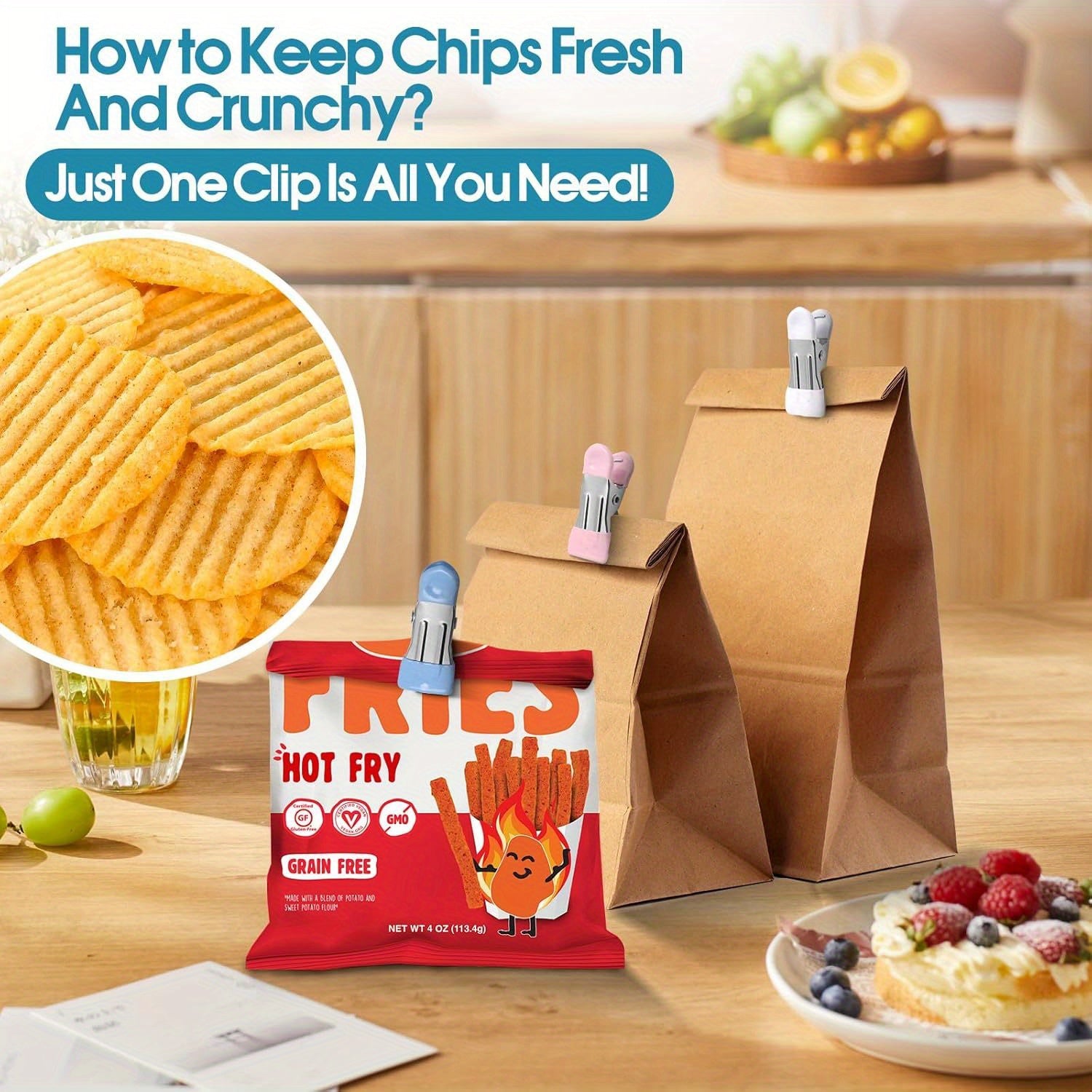 Paquete de 10 pinzas de ropa de metal de uso pesado de 5.51 cm con agarres de goma para lavandería y sellado de alimentos