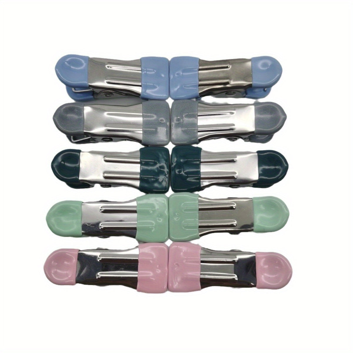 Paquete de 10 pinzas de ropa de metal de uso pesado de 5.51 cm con agarres de goma para lavandería y sellado de alimentos