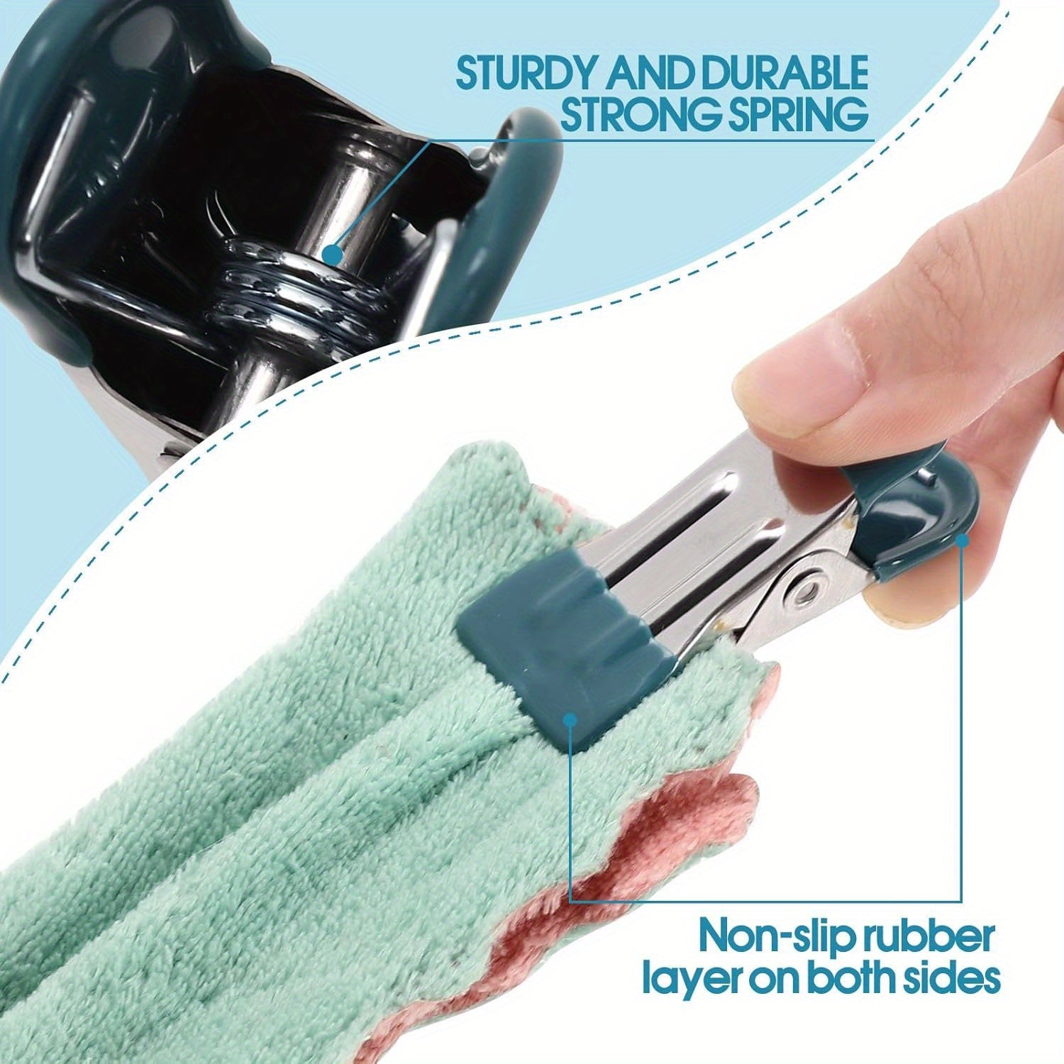 Paquete de 10 pinzas de ropa de metal de uso pesado de 5.51 cm con agarres de goma para lavandería y sellado de alimentos