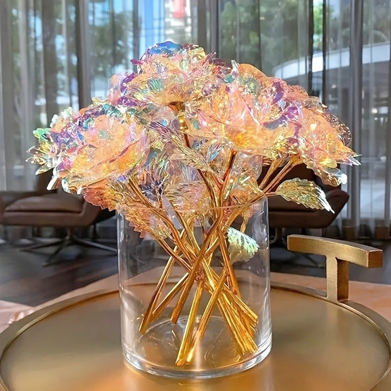 Gold-Plated Artificial Roses Set for Anniversaries Birthdays Weddings Valentine's Christmas Mother's Day Thanksgiving