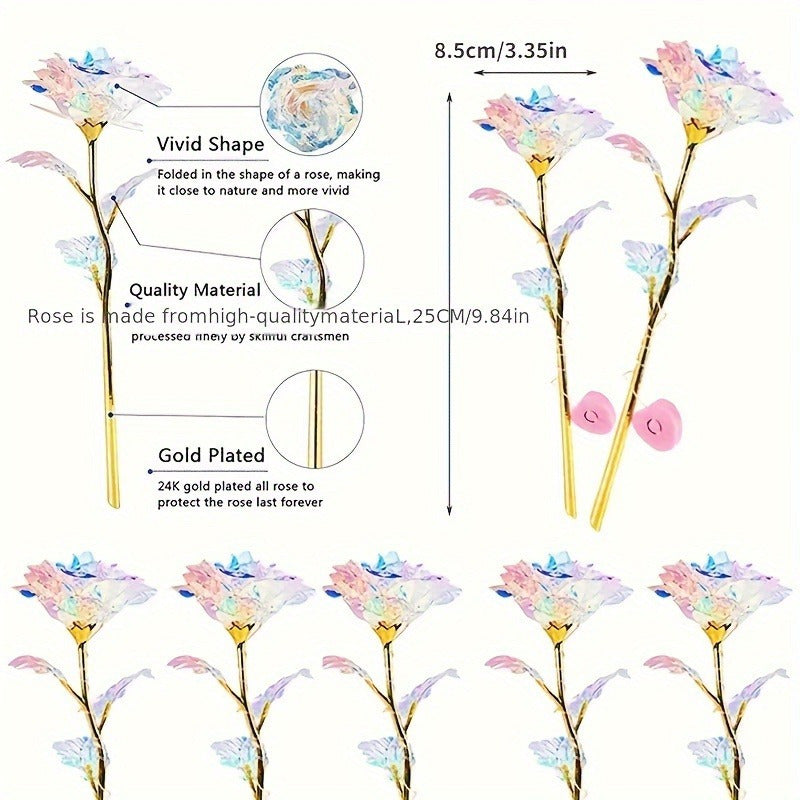 Gold-Plated Artificial Roses Set for Anniversaries Birthdays Weddings Valentine's Christmas Mother's Day Thanksgiving