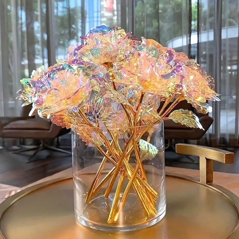 Gold-Plated Artificial Roses Set for Anniversaries Birthdays Weddings Valentine's Christmas Mother's Day Thanksgiving