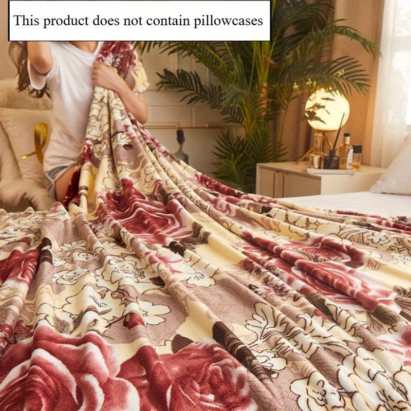 Floral Pattern Comforter Made of Knit Polyester for All Seasons Bedding and Travel