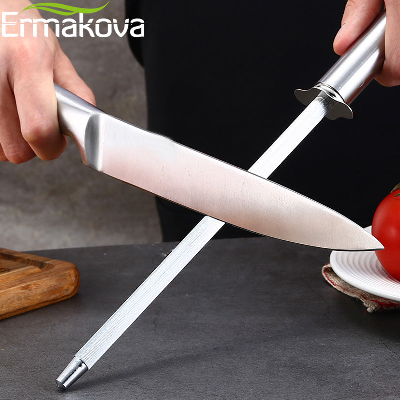 1pc Kitchen Sharpening Steel Rod Manual Carbon Steel Sharpener Stainless Blade Grinder