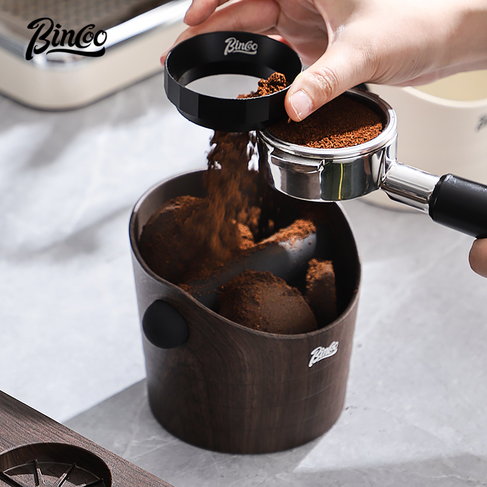 Wood Grain Coffee Sludge Bucket ABS Material Household Waste Container