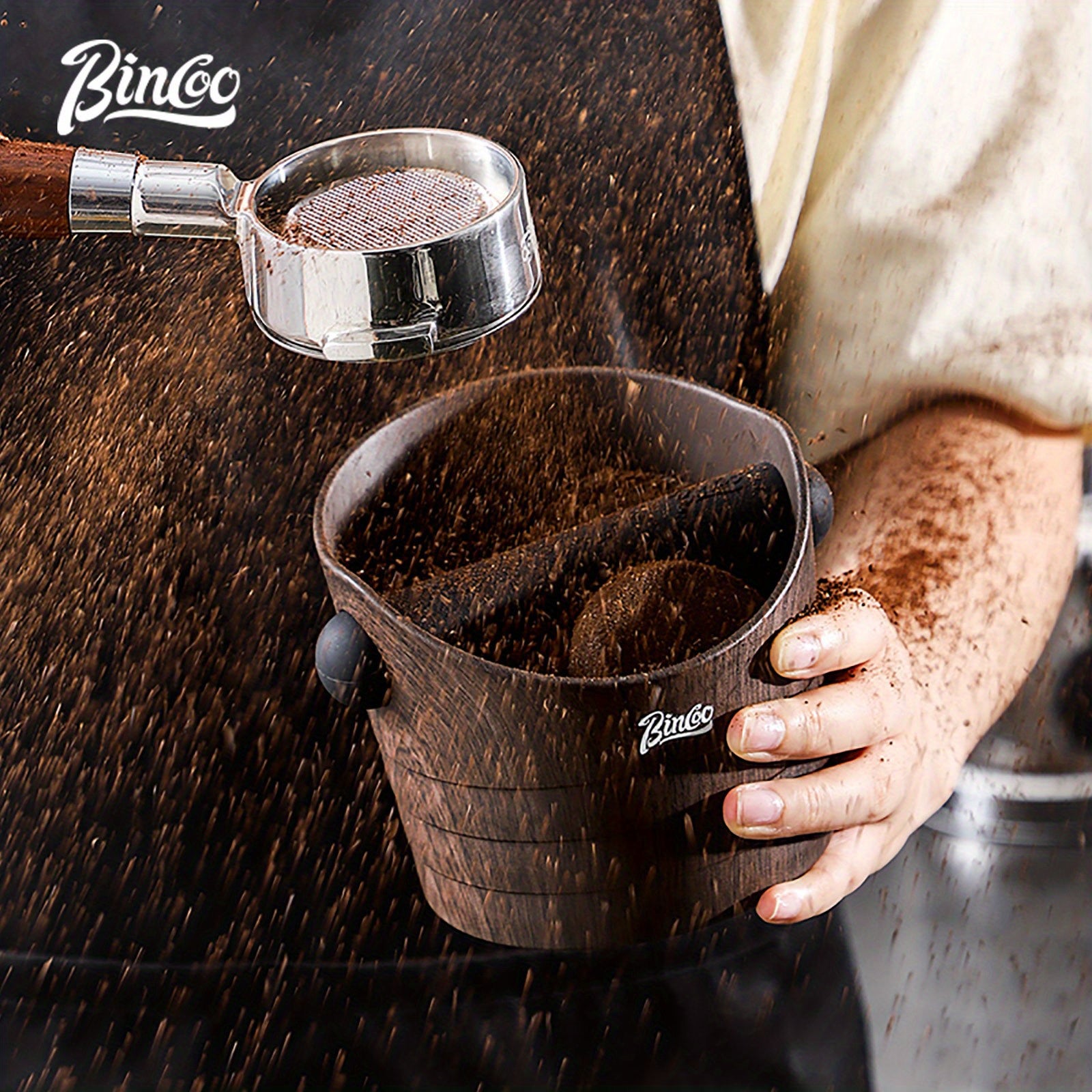 Wood Grain Coffee Sludge Bucket ABS Material Household Waste Container