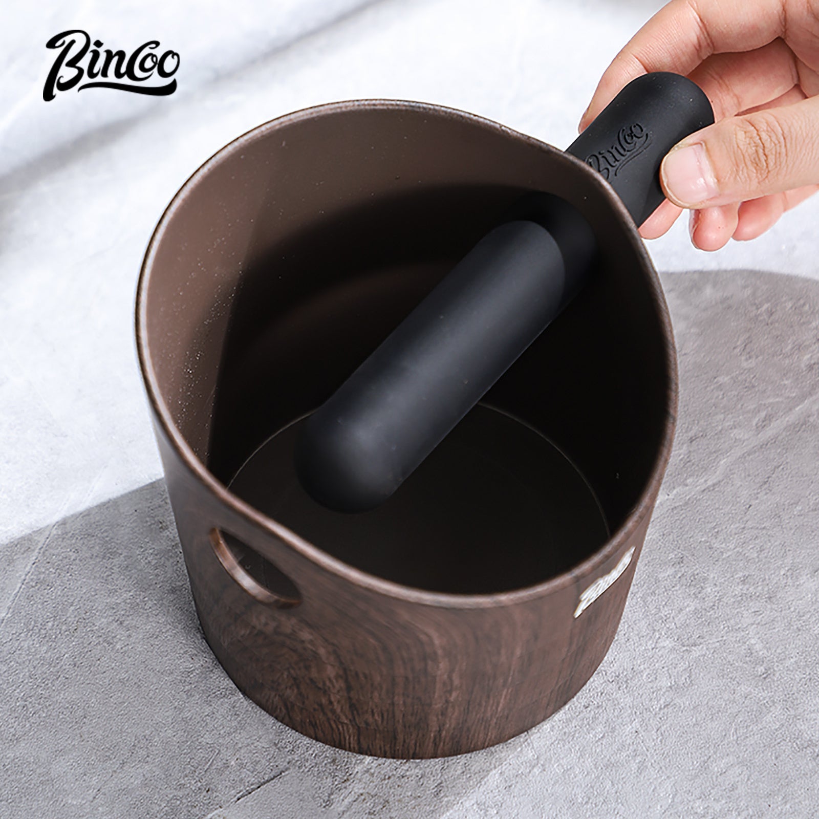 Wood Grain Coffee Sludge Bucket ABS Material Household Waste Container