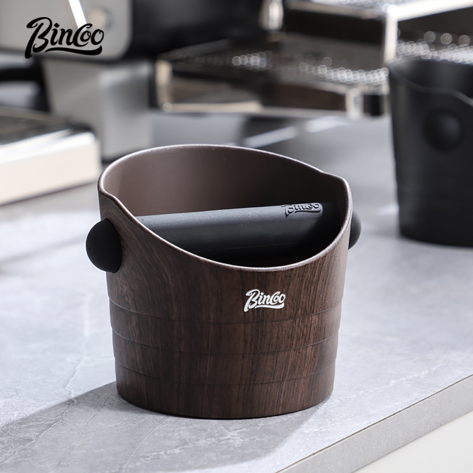 Wood Grain Coffee Sludge Bucket ABS Material Household Waste Container