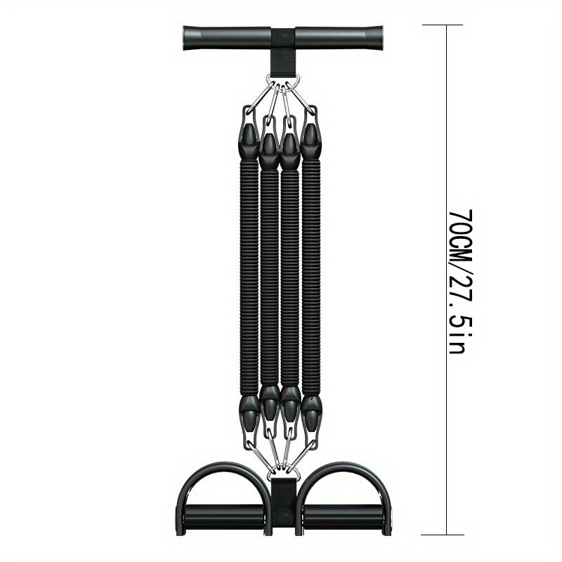 Эспандер с 4 прядями для тренировки ног и пресса, резиновый плетеный дизайн, черный и фиолетовый, несколько уровней сопротивления