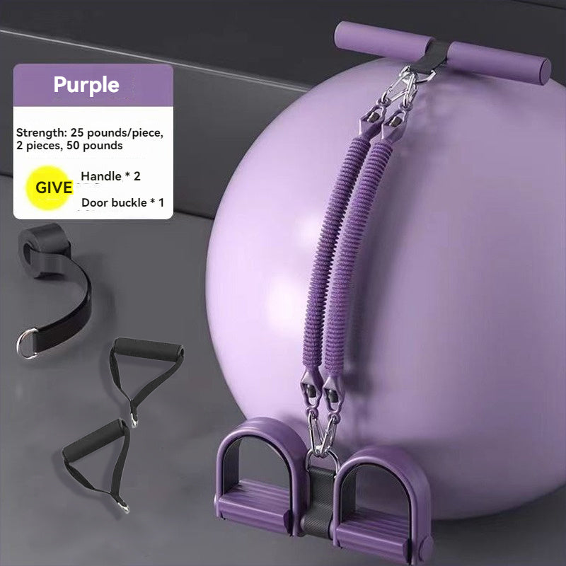 Эспандер с 4 прядями для тренировки ног и пресса, резиновый плетеный дизайн, черный и фиолетовый, несколько уровней сопротивления