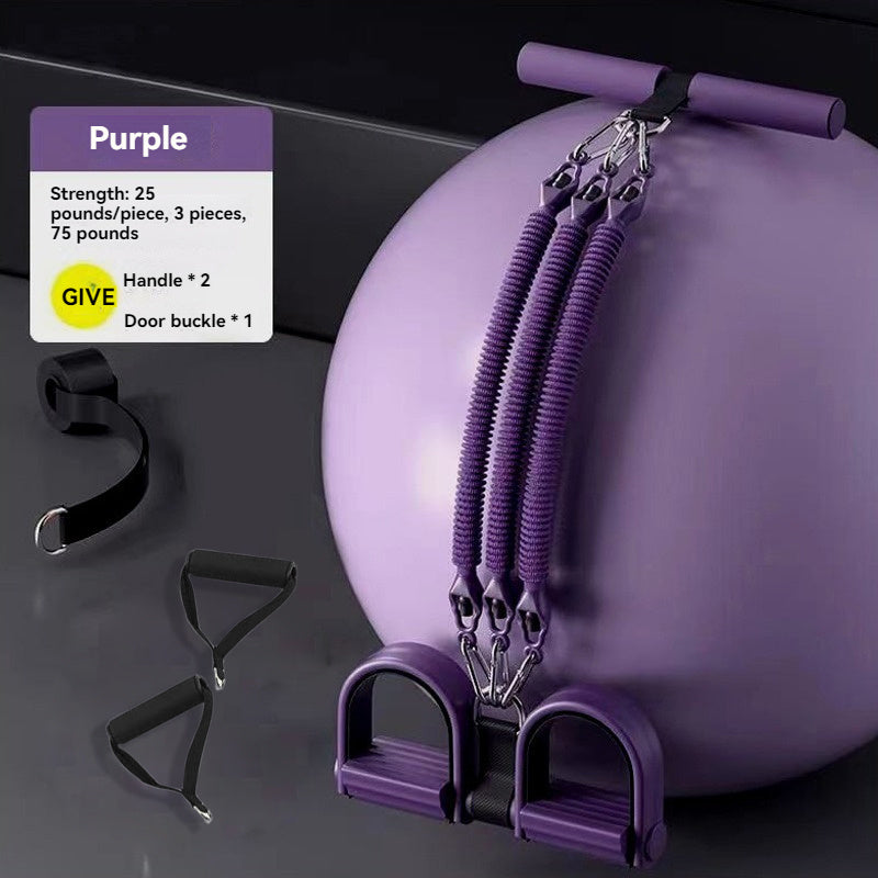 Эспандер с 4 прядями для тренировки ног и пресса, резиновый плетеный дизайн, черный и фиолетовый, несколько уровней сопротивления