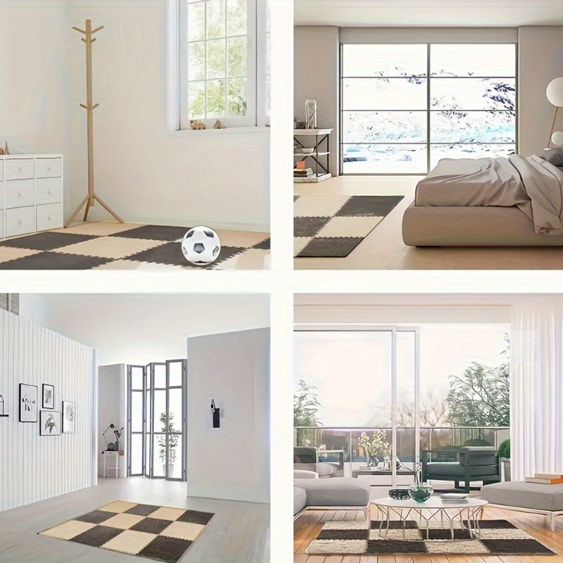 24-Piece Puzzle Mat Non-Slip Washable Flat Woven Sound Insulation Shock Absorption Indoor Carpet for Bedroom