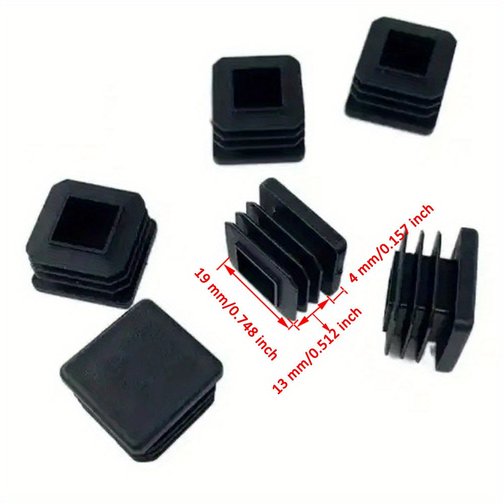 Black Plastic Caps for 19mm Square Table Feet Protect Metal Tubing