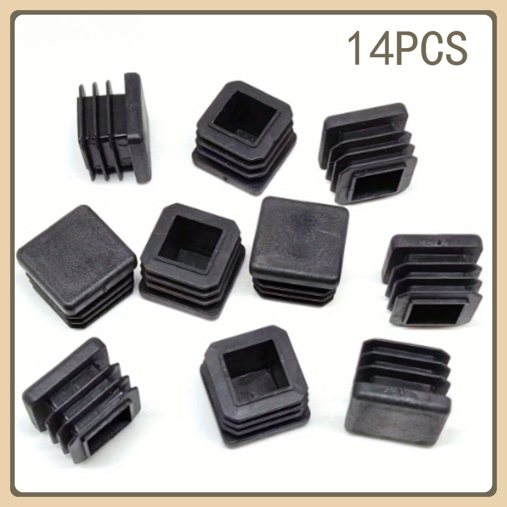 Black Plastic Caps for 19mm Square Table Feet Protect Metal Tubing