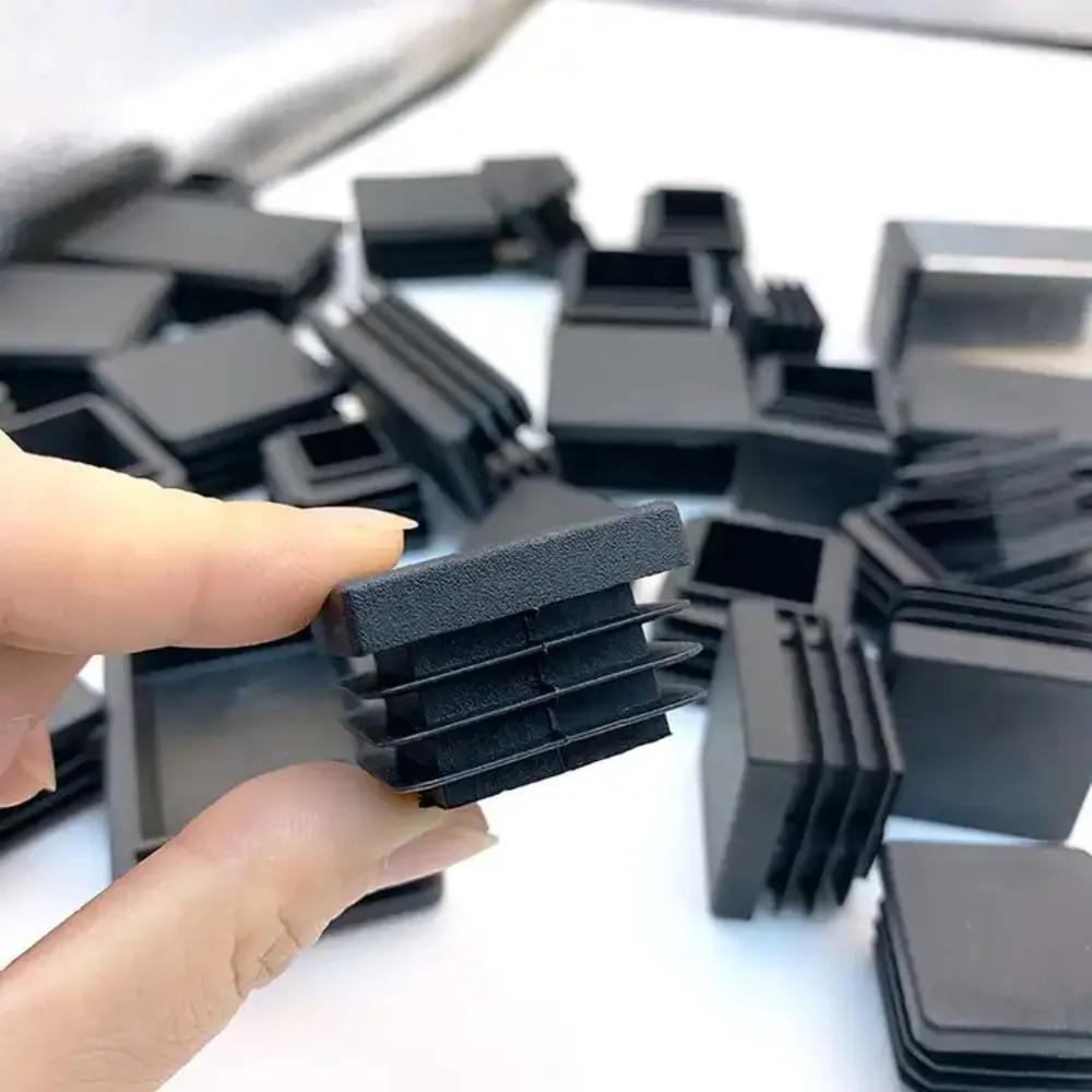Black Plastic Caps for 19mm Square Table Feet Protect Metal Tubing