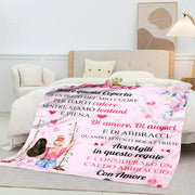 Shaxsiylashtirilgan Amica xabari bilan gullar bilan bezatilgan yostiqcha, polyester flanel, lodge uslubi, barcha mavsum uchun to'qilgan sovg'a