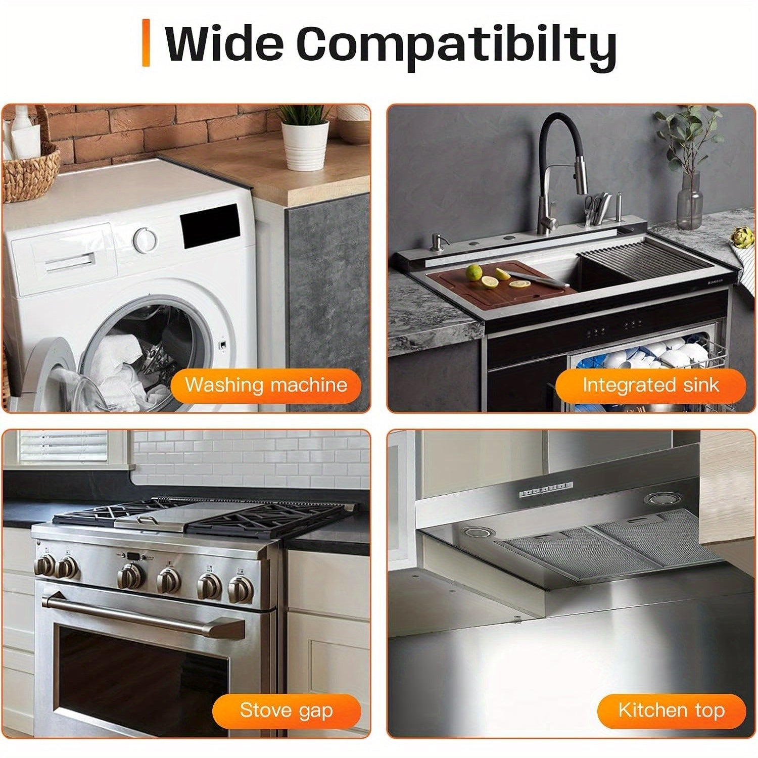 2-Pack Stainless Steel Stove Gap Filler Extendable Heat-Resistant Easy to Clean