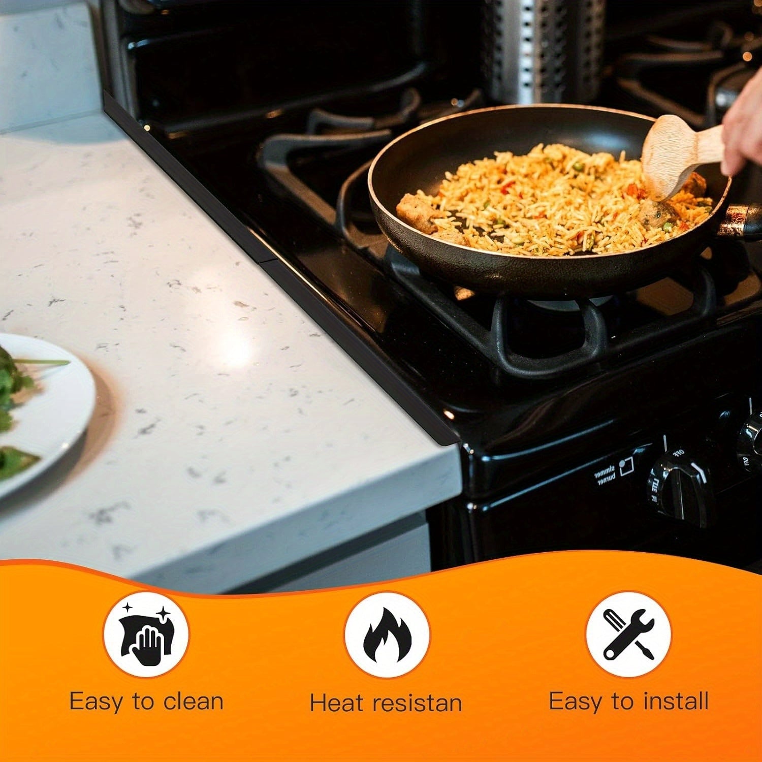 2-Pack Stainless Steel Stove Gap Filler Extendable Heat-Resistant Easy to Clean