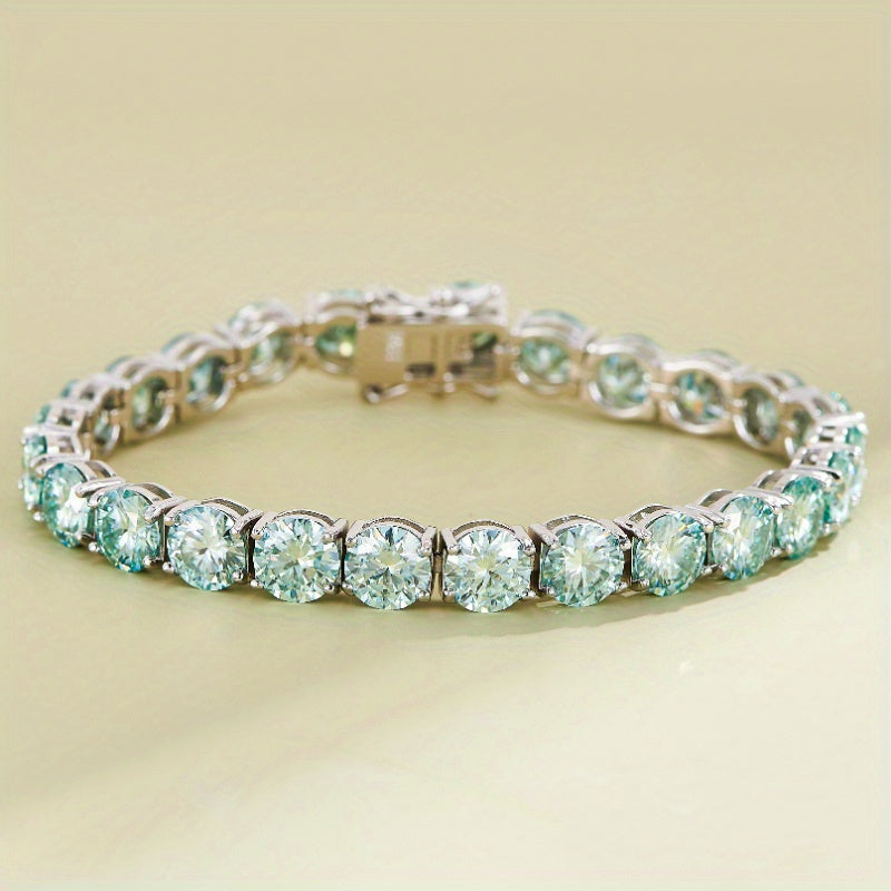 Sterling Silver Moissanite Tennis Bracelet 1ct Round Cut Gold Plated Elegant Jewelry