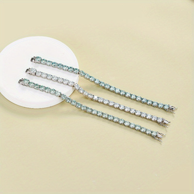 Sterling Silver Moissanite Tennis Bracelet 1ct Round Cut Gold Plated Elegant Jewelry