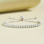 Vintage Silver Tennis Bracelet with Moissanite 1/3.1ct Gold Plated Adjustable Jewelry