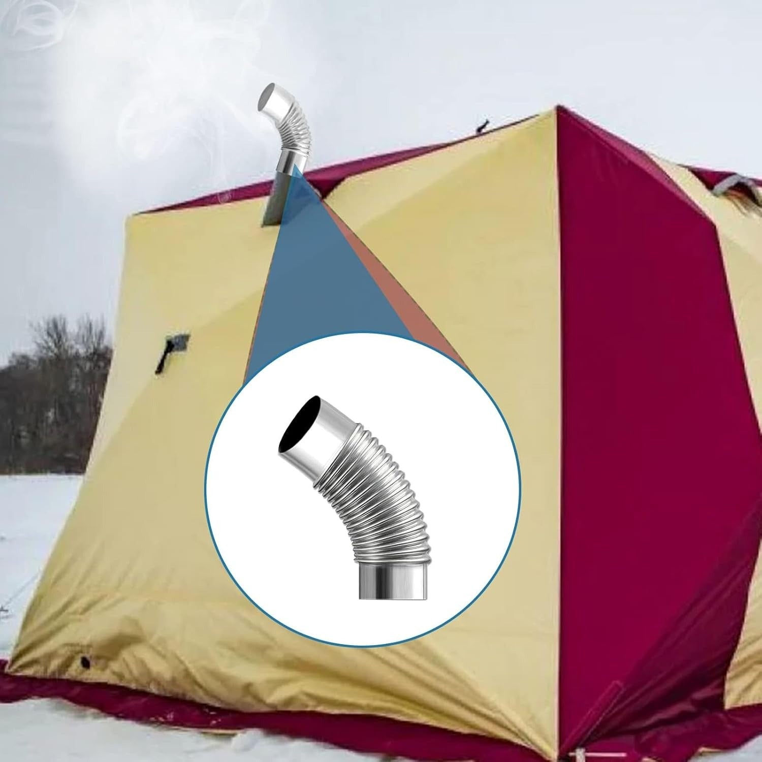 Tubo de codo de chimenea de acero inoxidable de tres piezas, ángulo de 45 grados, diámetro de 5.99cm