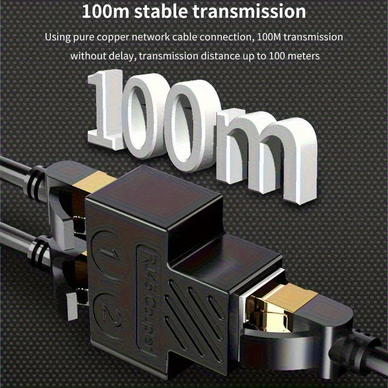 Adaptador Ethernet Cable divisor LAN 1 a 2 puertos negro y dorado compacto y resistente