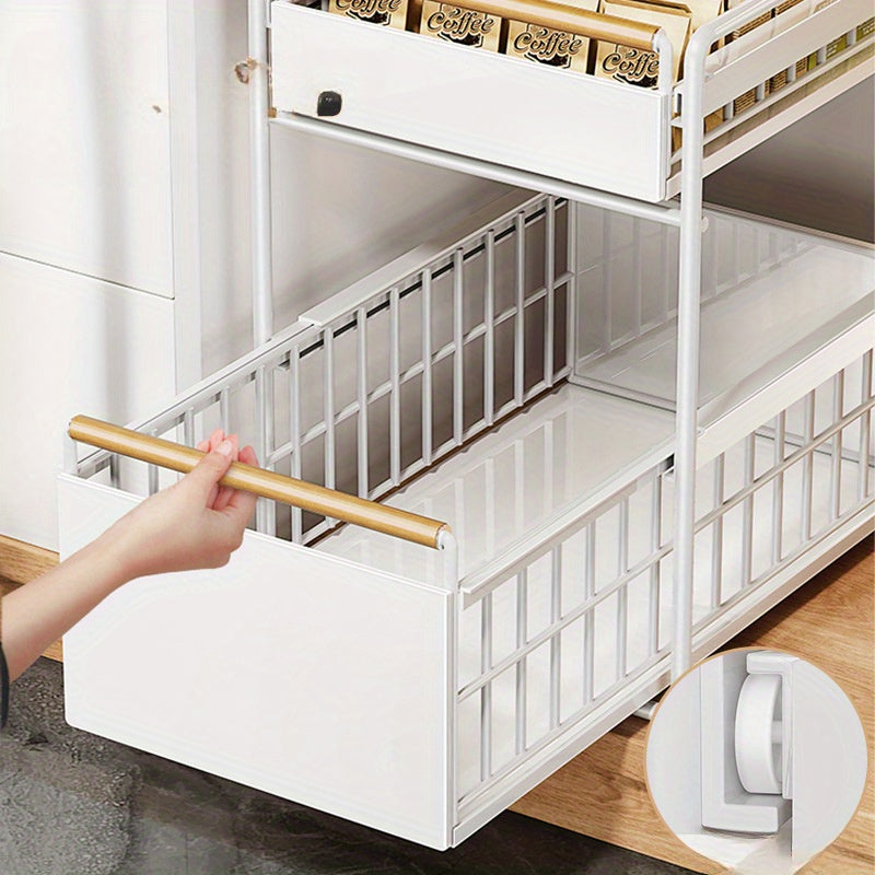 Under Sink Storage Rack for Seasonings and Dishes Food-Safe Stainless Steel Pull-Out Organizer