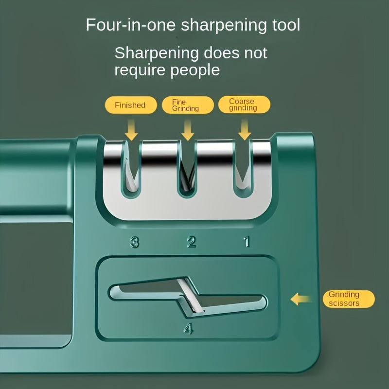 Ambidextrous Stainless Steel Knife and Scissor Sharpener 4-in-1 Manual No Batteries