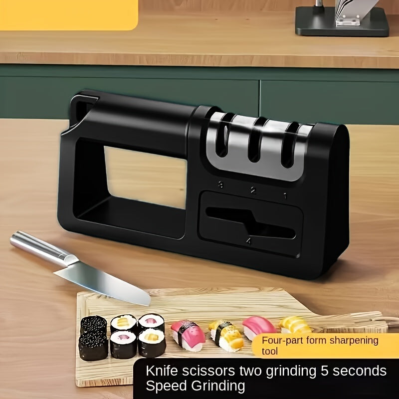 Ambidextrous Stainless Steel Knife and Scissor Sharpener 4-in-1 Manual No Batteries