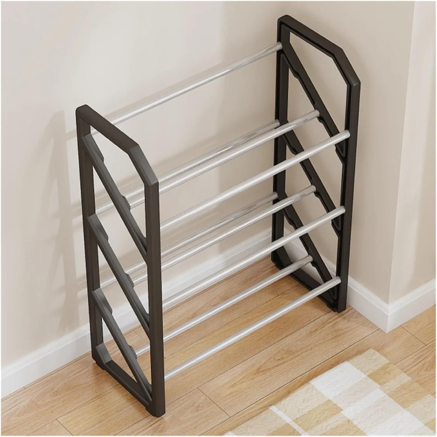 3-Tier Metal and Plastic Shoe Rack Stackable Shoe Organizer for Entryway Garage Hallway
