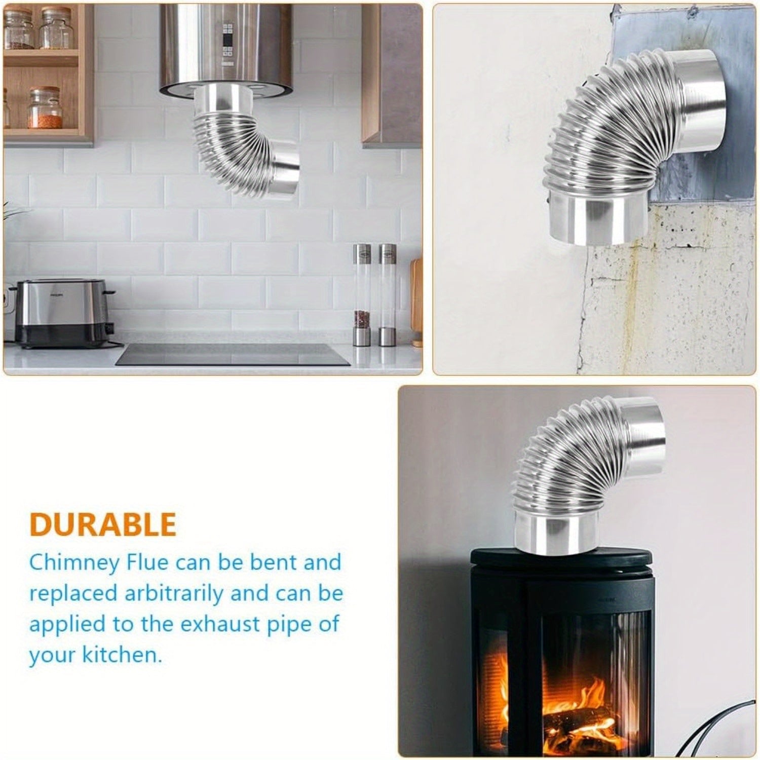 Удлинительная труба из нержавеющей стали для печной трубы - изгиб 90 градусов, вытяжная труба дымохода 7,49 см для уличной дровяной печи и походной печи. Включает аксессуары.